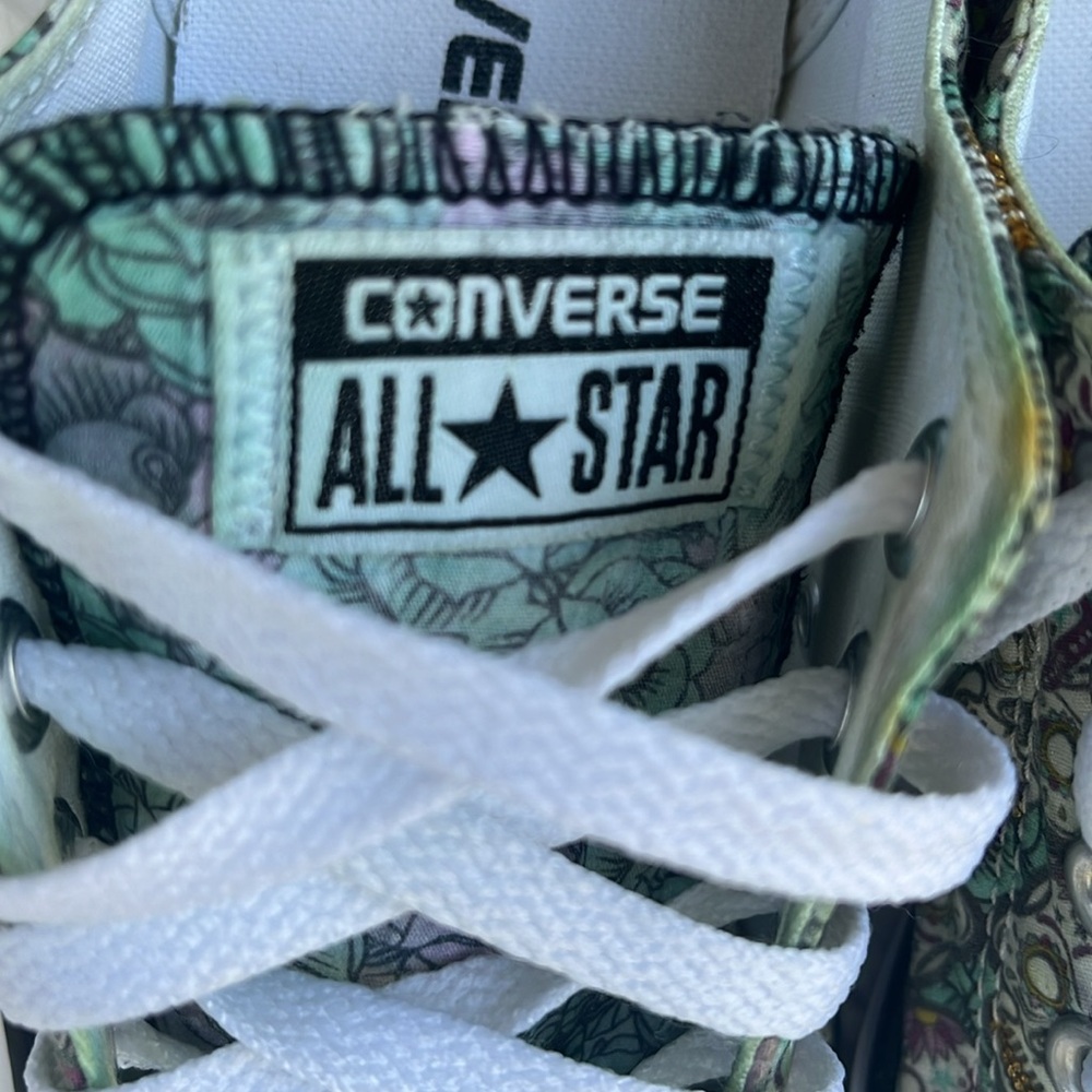 Pre-owned Converse All Star Floral Lace Up Athletic Shoes. Size 7 - Picture 5 of 13